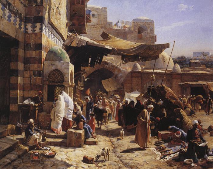 Gustav Bauernfeind Market in Jaffa France oil painting art
